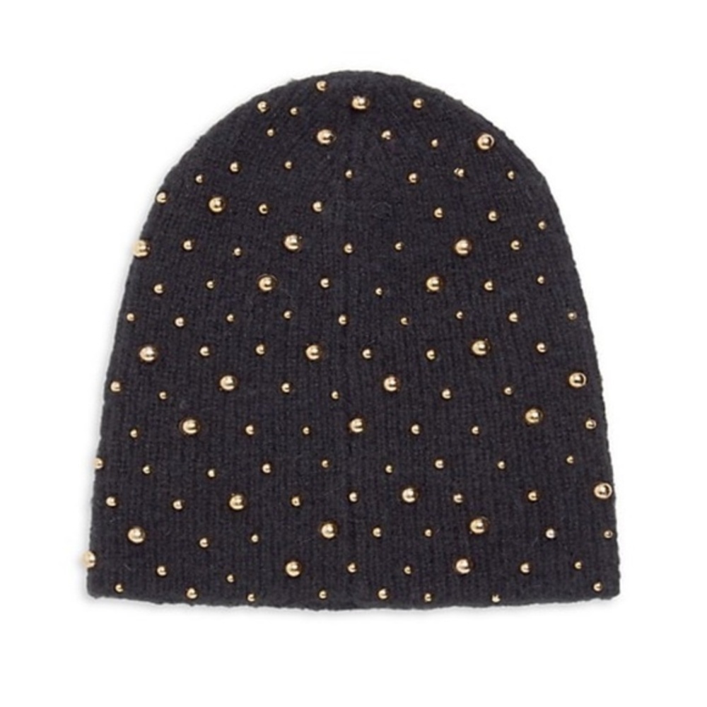 Jennifer Behr Black Mohair Studded Beanie